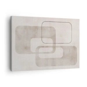 Obraz na plátne - Minimalistická kompozícia s obdĺžnikmi v béžových odtieňoch na jemnom pozadí. - 70x50cm - Geometrická fúga - Moderná nástenná dekorácia do obývacej izby a spálne ARTTOR