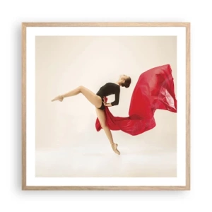 Plagát v ráme zo svetlého duba - Červené a čierne - 60x60 cm