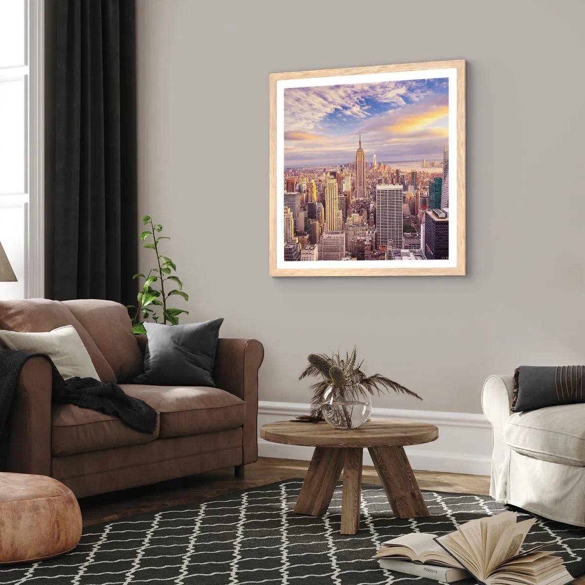 Plagát v ráme zo svetlého duba - Dosiahnuť samotné oblaky - 30x30 cm