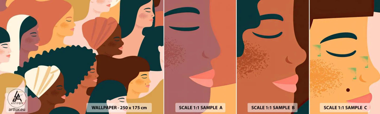 Vzorka samolepiacej fototapety Deluxe Sticker - Iba ženskosť - Žena, Moderné umenie, Afriky - 100x30 cm