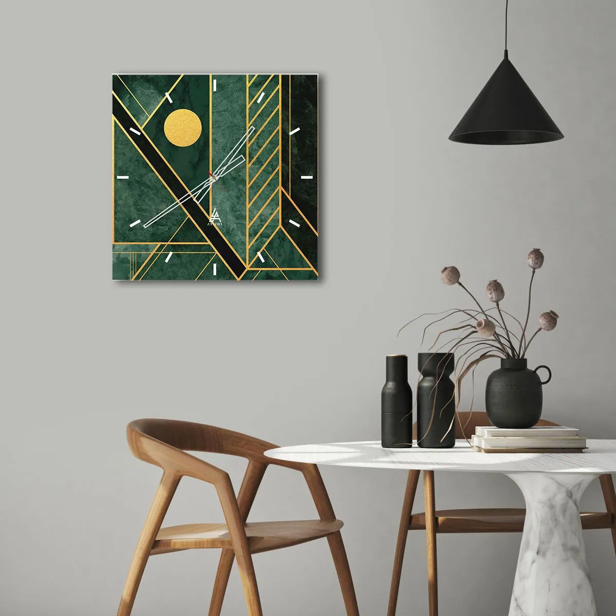 Nástenné hodiny - Dynamika zlata a lazuritu - 40x40 cm