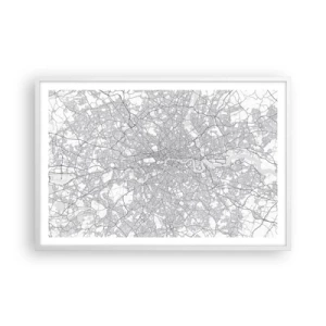 Plagát v bielom ráme - Mapa londýnskeho labyrintu - 91x61 cm