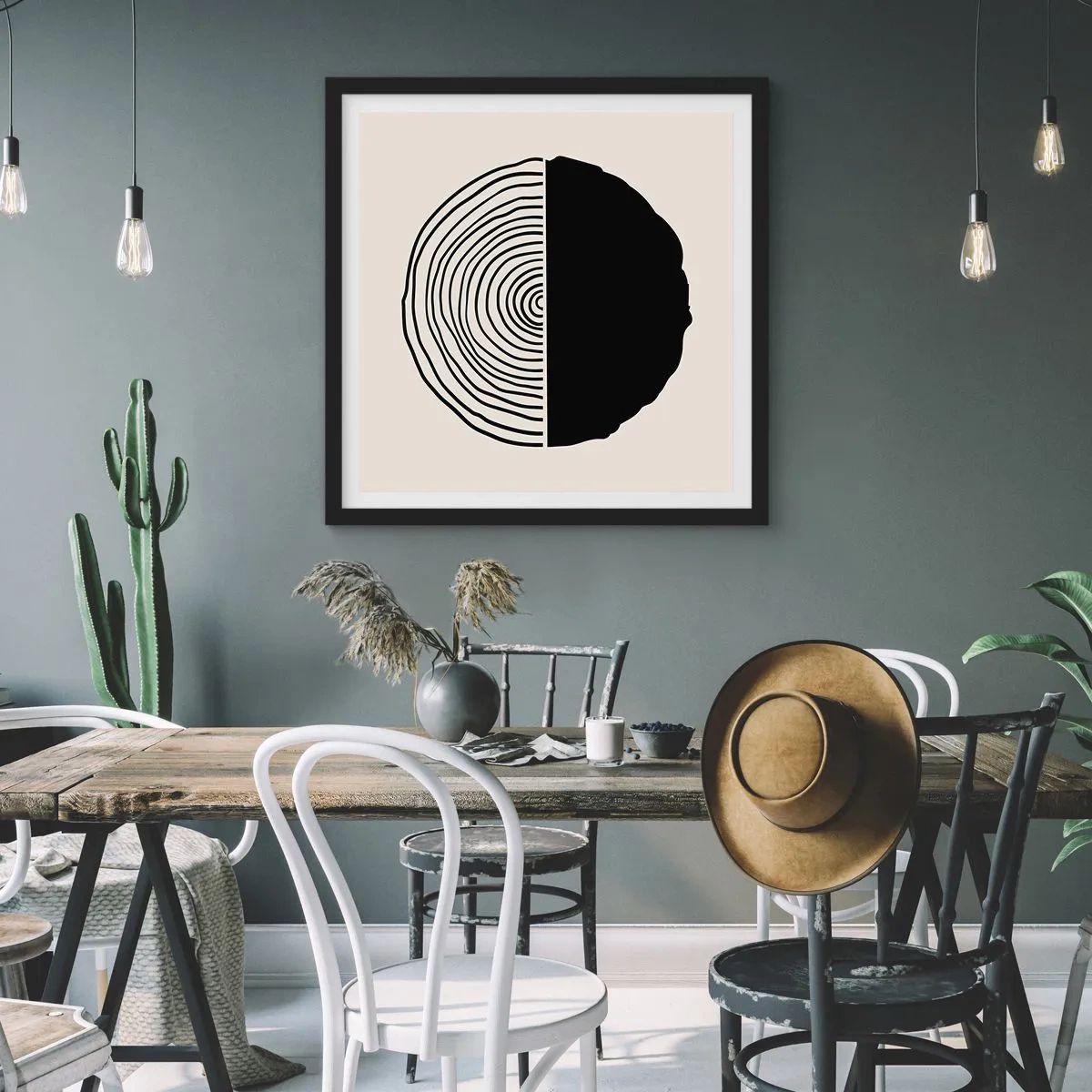 Plagát v čiernom ráme - Pol na pol - 40x40 cm