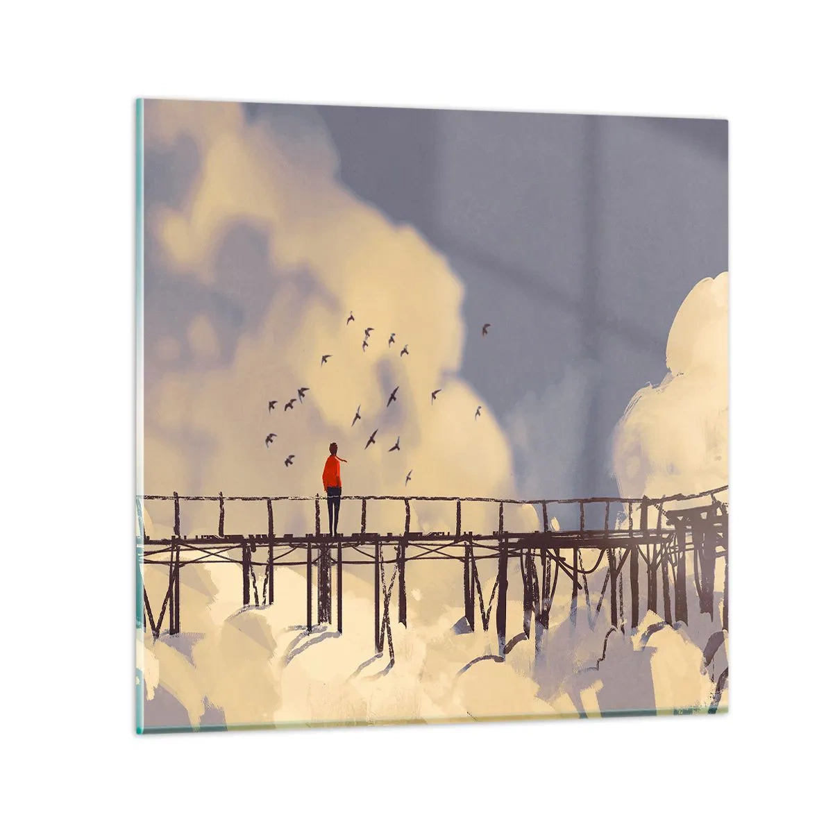 Obraz na skle - Modrý stesk - 70x70 cm