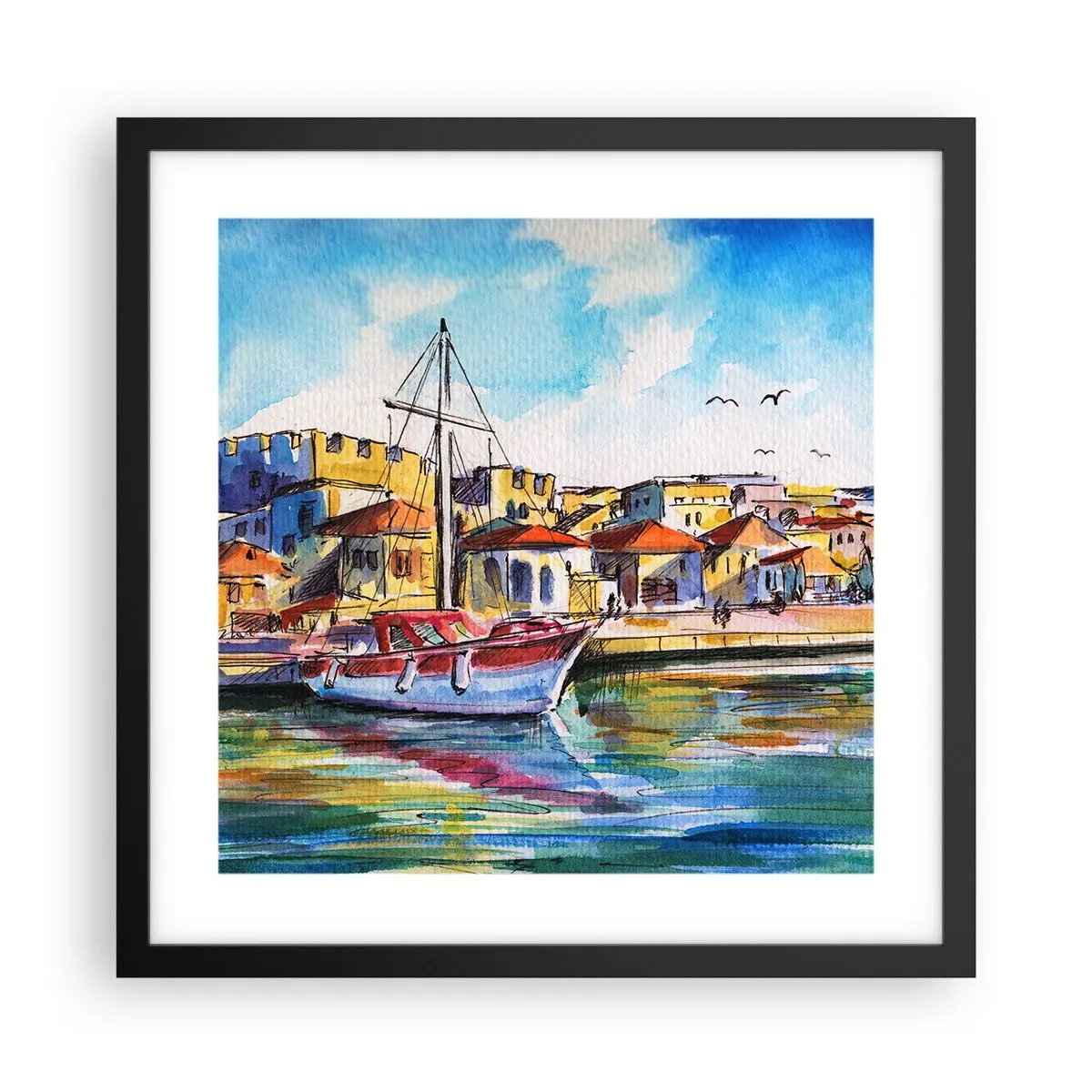 Plagát v čiernom ráme - Dúhové popoludnie - 40x40 cm