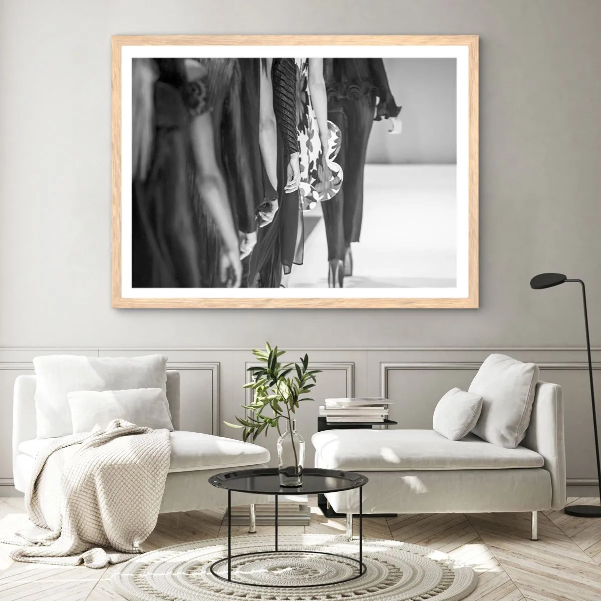 Plagát v ráme zo svetlého duba - Štýlový sprievod - 100x70 cm