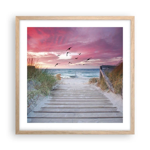 Plagát v ráme zo svetlého duba - Baltská impresia - 50x50 cm