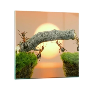 Obraz na skle - Radostná, spoločná práca - 70x70 cm