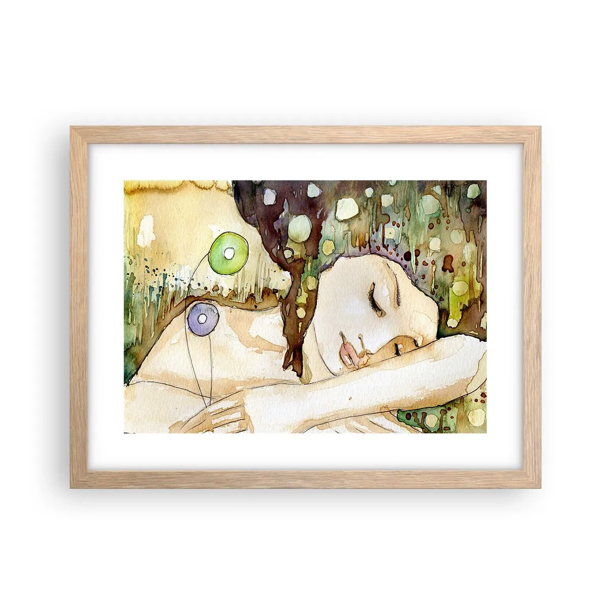 Plagát v ráme zo svetlého duba - Smaragdovo-fialový sen - 40x30 cm