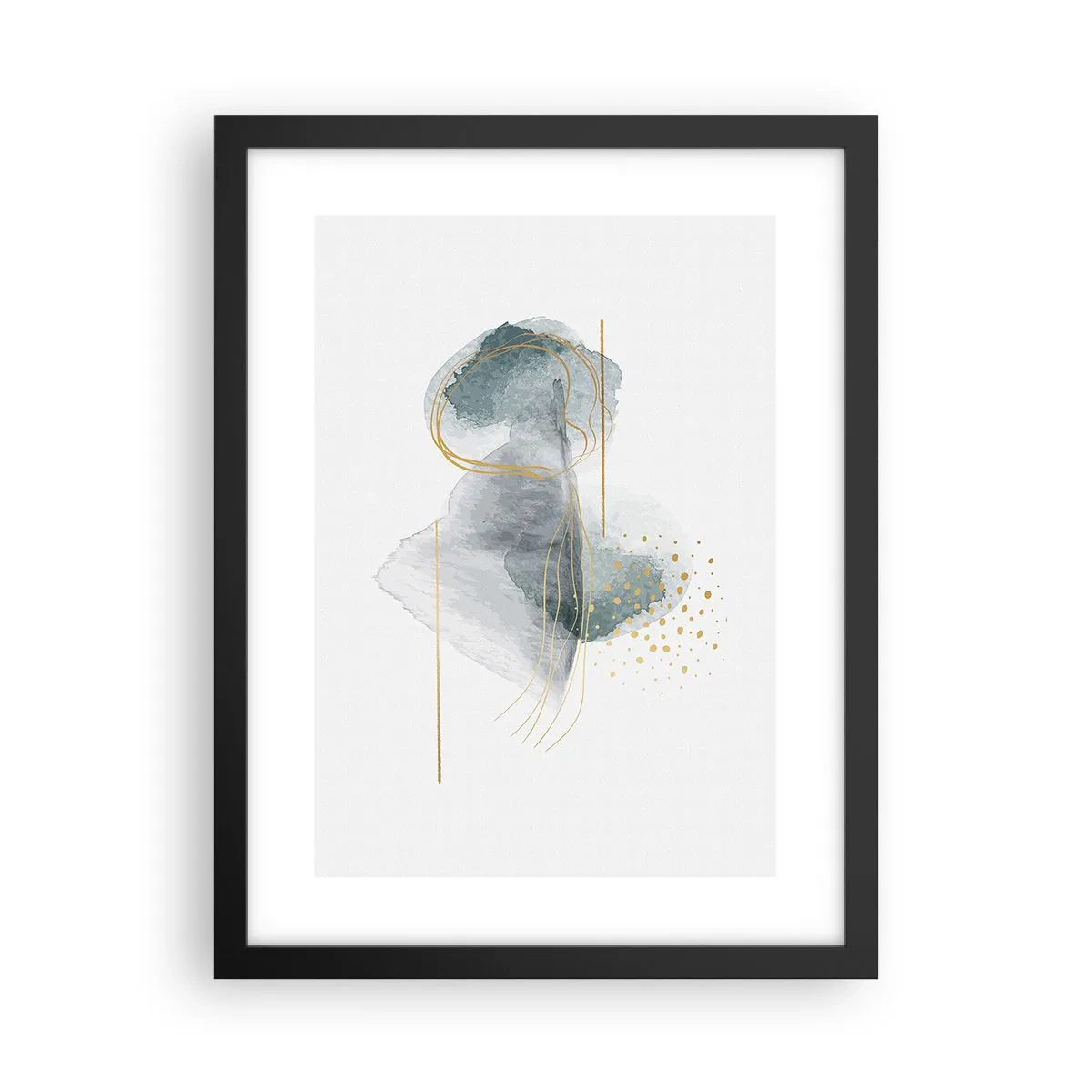 Plagát v čiernom ráme - O vzťahu medzi šedou a zlatou - 30x40 cm