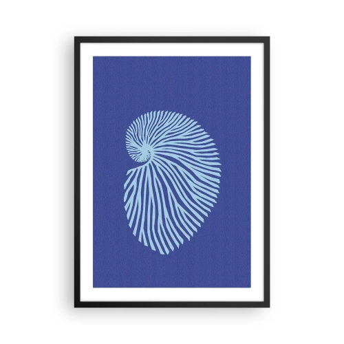 Plagát v čiernom ráme - Štylizovaná grafika mušle v špirálovom usporiadaní - 50x70cm - Zrodenie mušle - Moderná nástenná dekorácia do obývacej izby a spálne ARTTOR