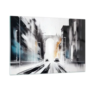 Obraz na skle - Štúdia mesta: architektúra a pohyb - 120x80 cm