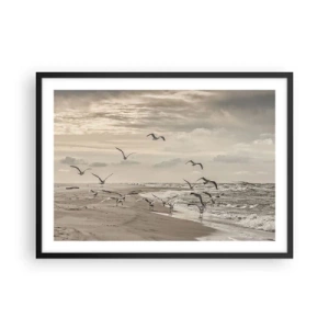 Plagát v čiernom ráme - Šumenie mora, spev vtákov - 70x50 cm