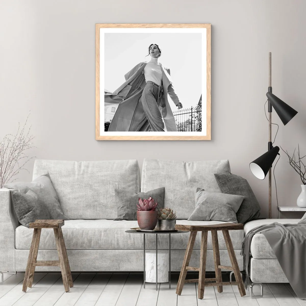 Plagát v ráme zo svetlého duba - Ideš so mnou? - 30x30 cm