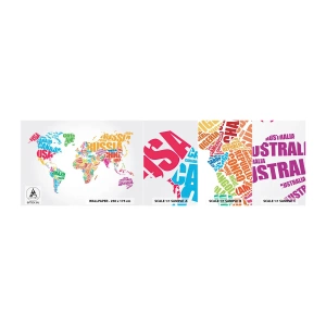 Vzorka Fototapeta Standard Eco - Chcem spoznať všetky - Mapa sveta, Grafika, kontinentov - 100x30 cm