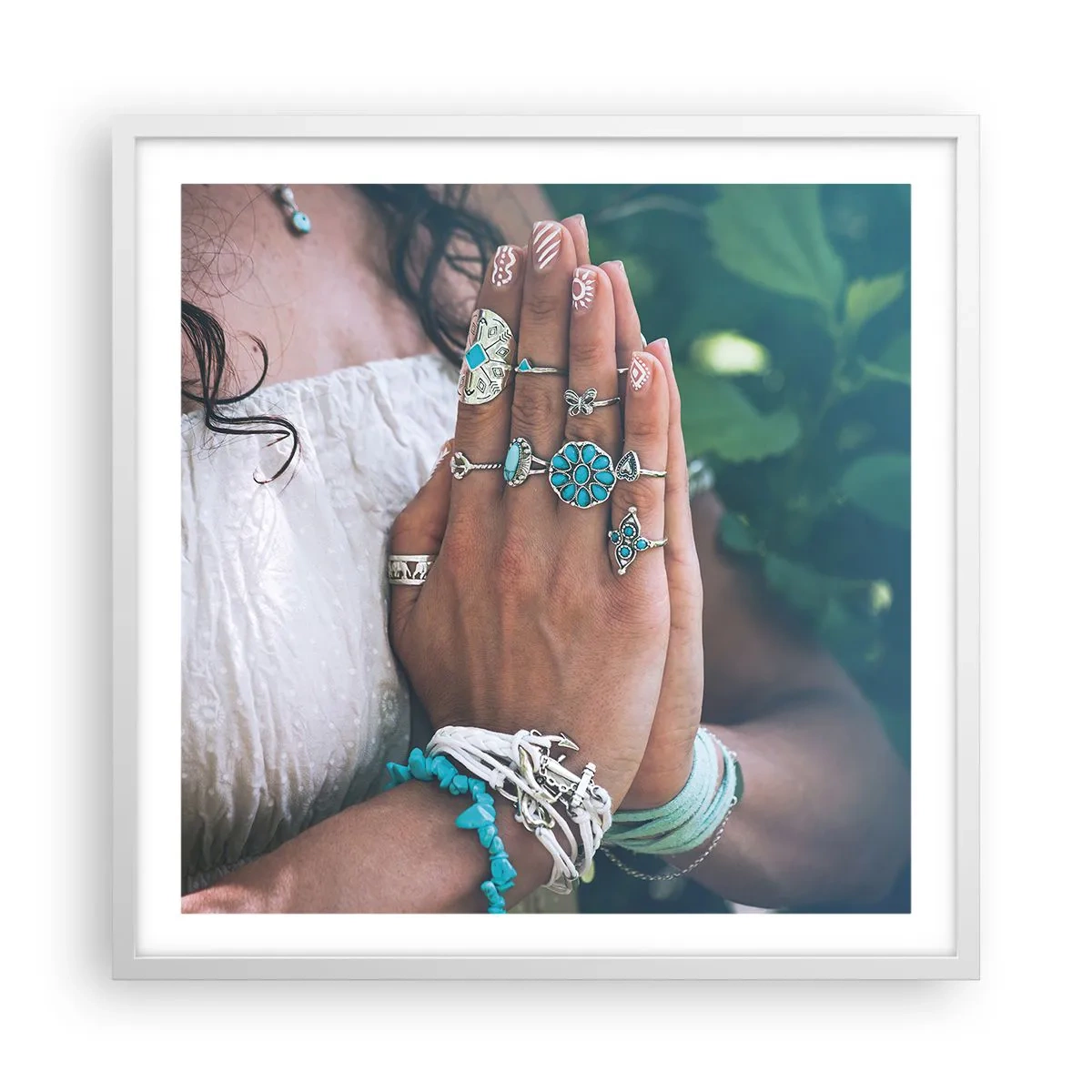 Plagát v bielom ráme - Vitajte v centre bytia - 60x60 cm