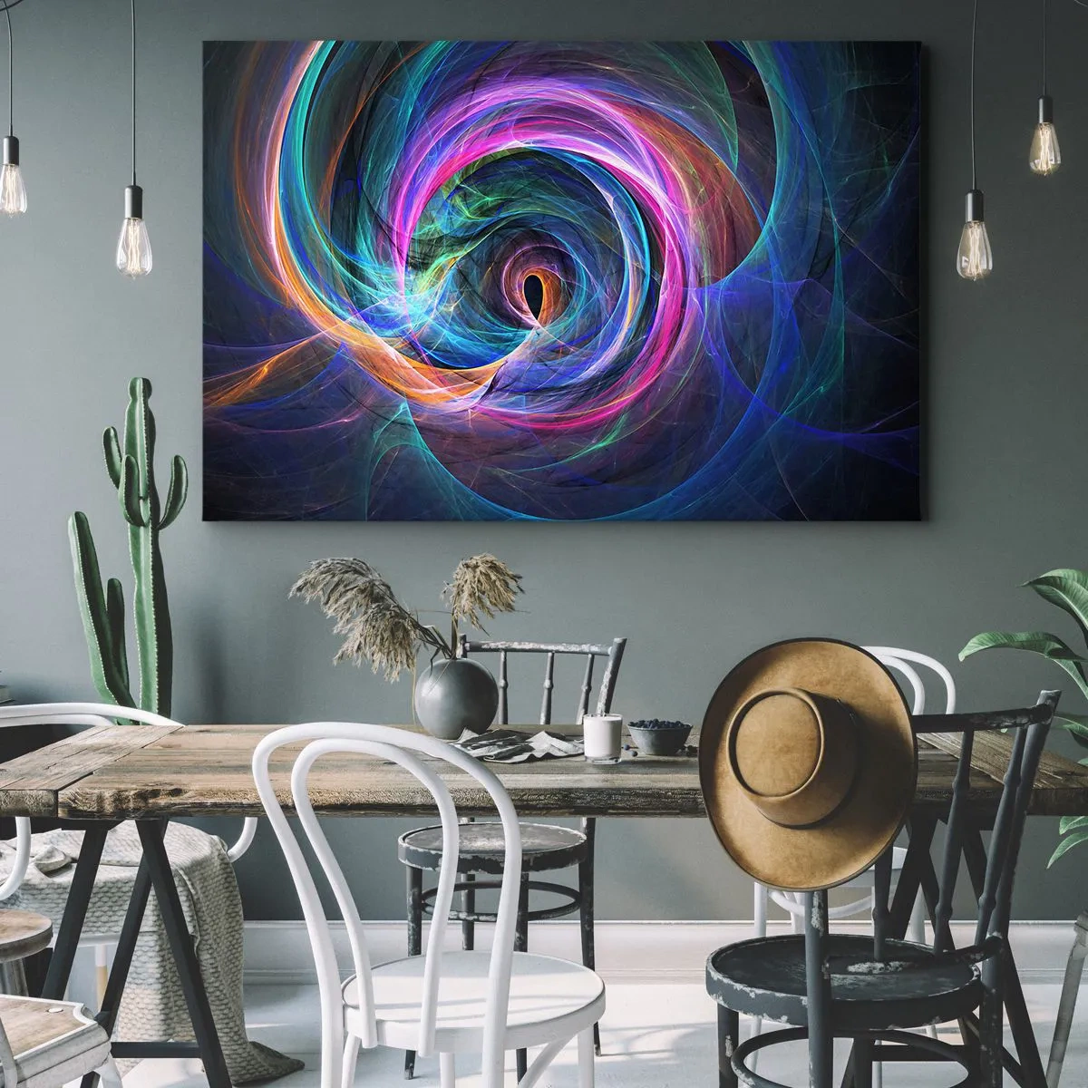 Obraz na plátne - Abstraktný vír farieb v odtieňoch fialovej, ružovej a modrej. - 70x50cm - Kam ma vedieš? - Moderná nástenná dekorácia do obývacej izby a spálne ARTTOR