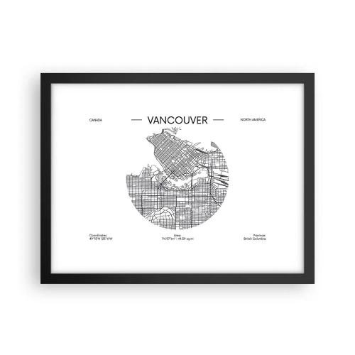 Plagát v čiernom ráme - Anatómia Vancouveru - 40x30 cm