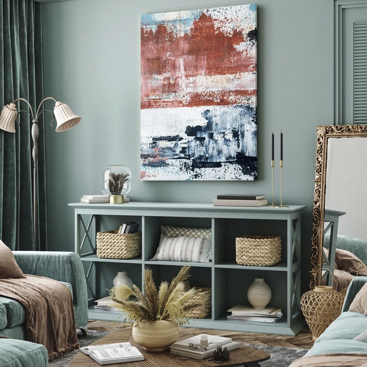 Obraz na plátne - Abstraktné pol na pol - 70x100 cm