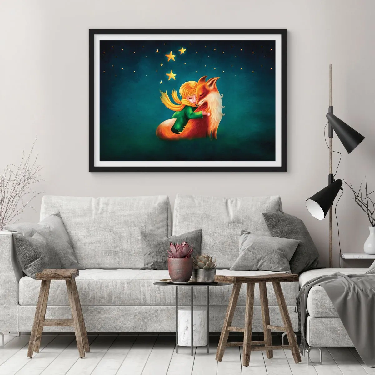 Plagát v čiernom ráme - Malý princ - 70x50 cm