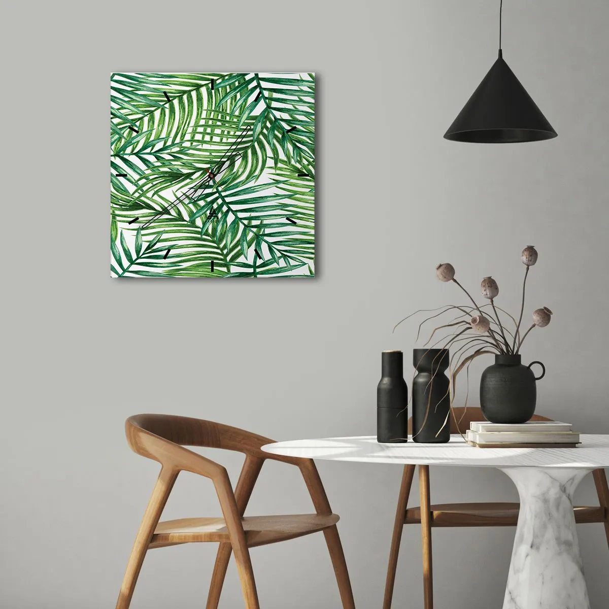 Nástenné hodiny - Pod zeleným baldachýnom - 30x30 cm