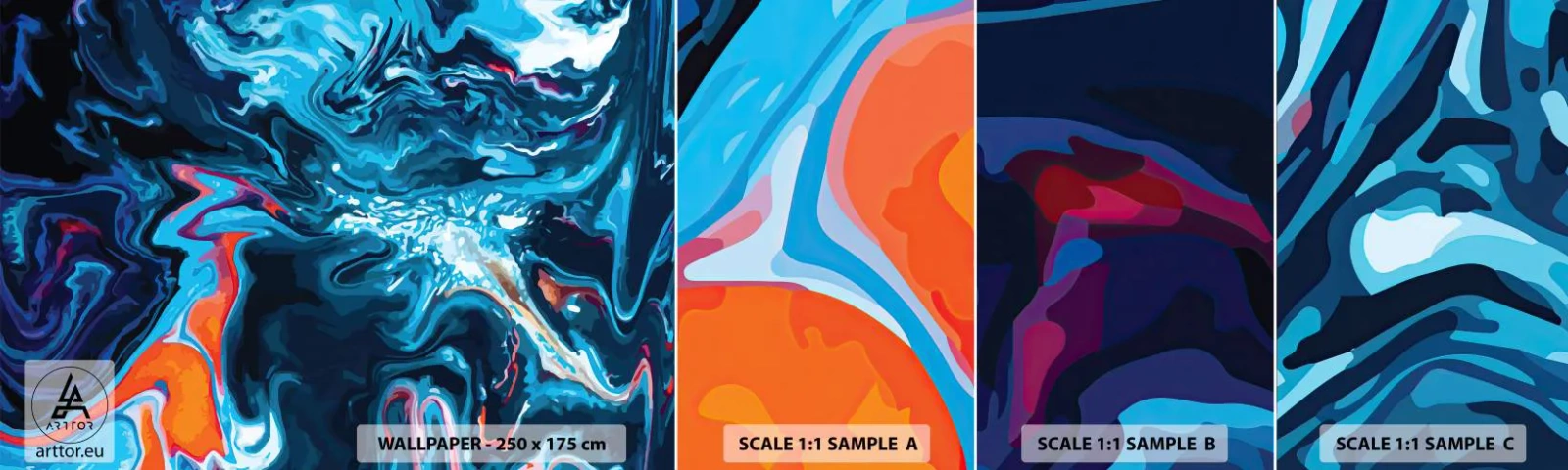 Vzorka samolepiacej fototapety Deluxe Sticker - Cesta do stredu neba - Abstrakcia, Kus, Moderný vzor - 100x30 cm