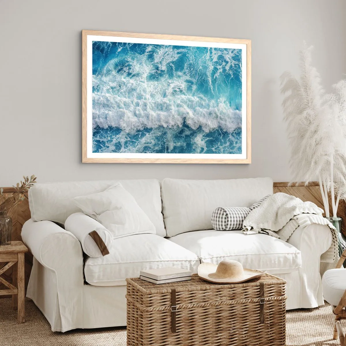 Plagát v ráme zo svetlého duba - Radostne a skákavo - 91x61 cm