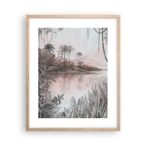 Plagát v ráme zo svetlého duba - Denník cestovateľa z 19. storočia - 40x50 cm