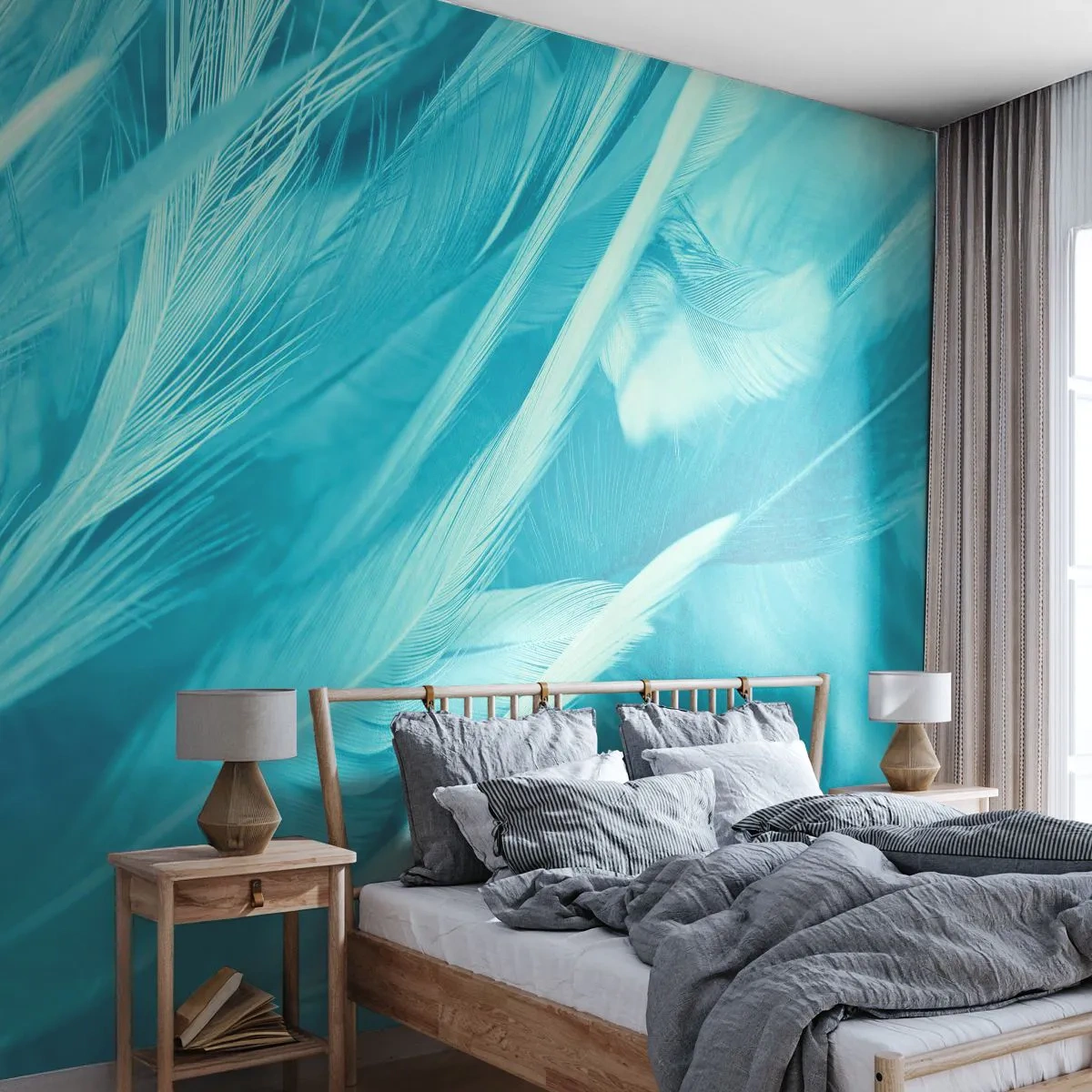 Fototapeta Premium Canvas - Utopiť sa v páperí - Vtáčie pierko, Vták, Grafika - 250x175 cm