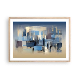 Plagát v ráme zo svetlého duba - Modrá konštrukcia - 70x50 cm