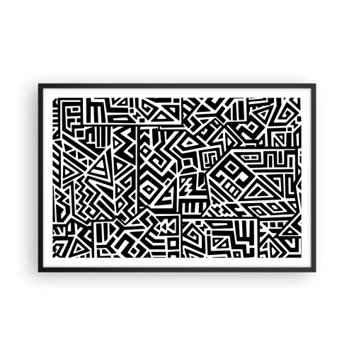 Plagát v čiernom ráme - Predkolumbovská kompozícia - 91x61 cm