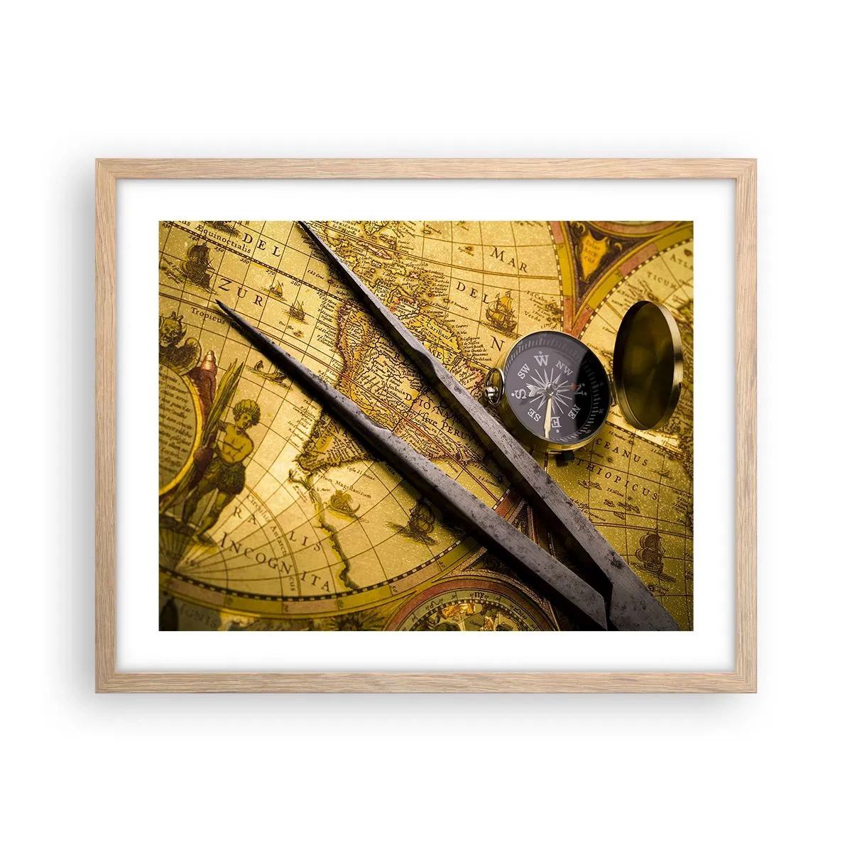 Plagát v ráme zo svetlého duba - Kde sú tie poklady? - 50x40 cm