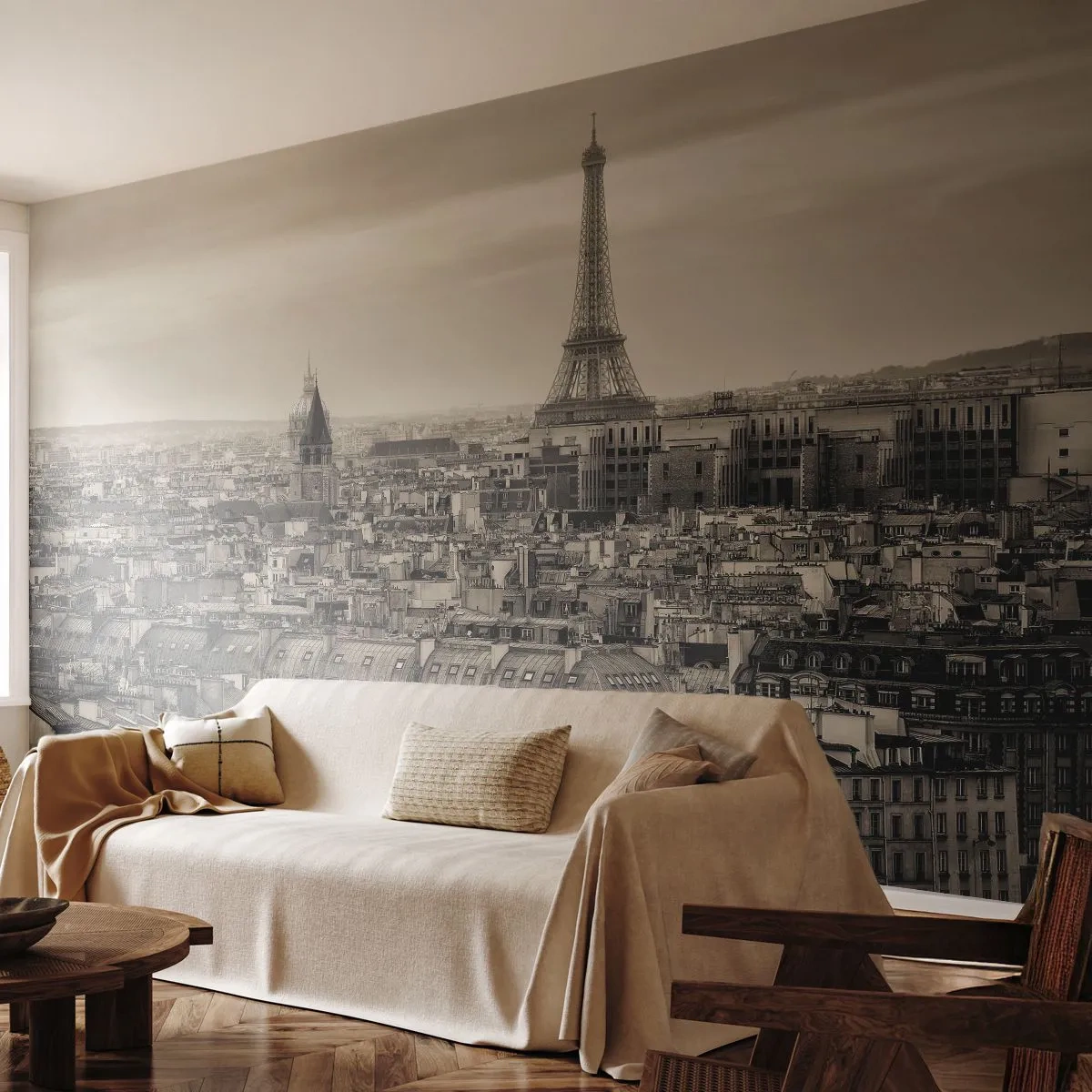 Samolepiaca Fototapeta Deluxe Sticker - Nad strechami Paríža - Mesto, Paríž, Architektúra - 250x175 cm