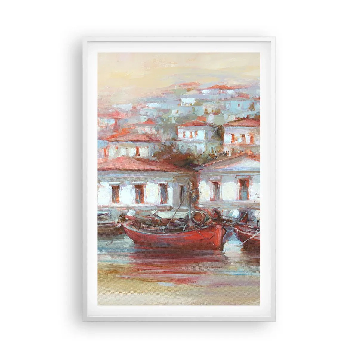 Plagát v bielom ráme - Šťastné mestečko - 61x91 cm