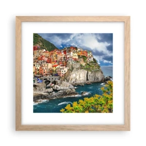 Plagát v ráme zo svetlého duba - Hromádka pritúlená k skalám - 30x30 cm