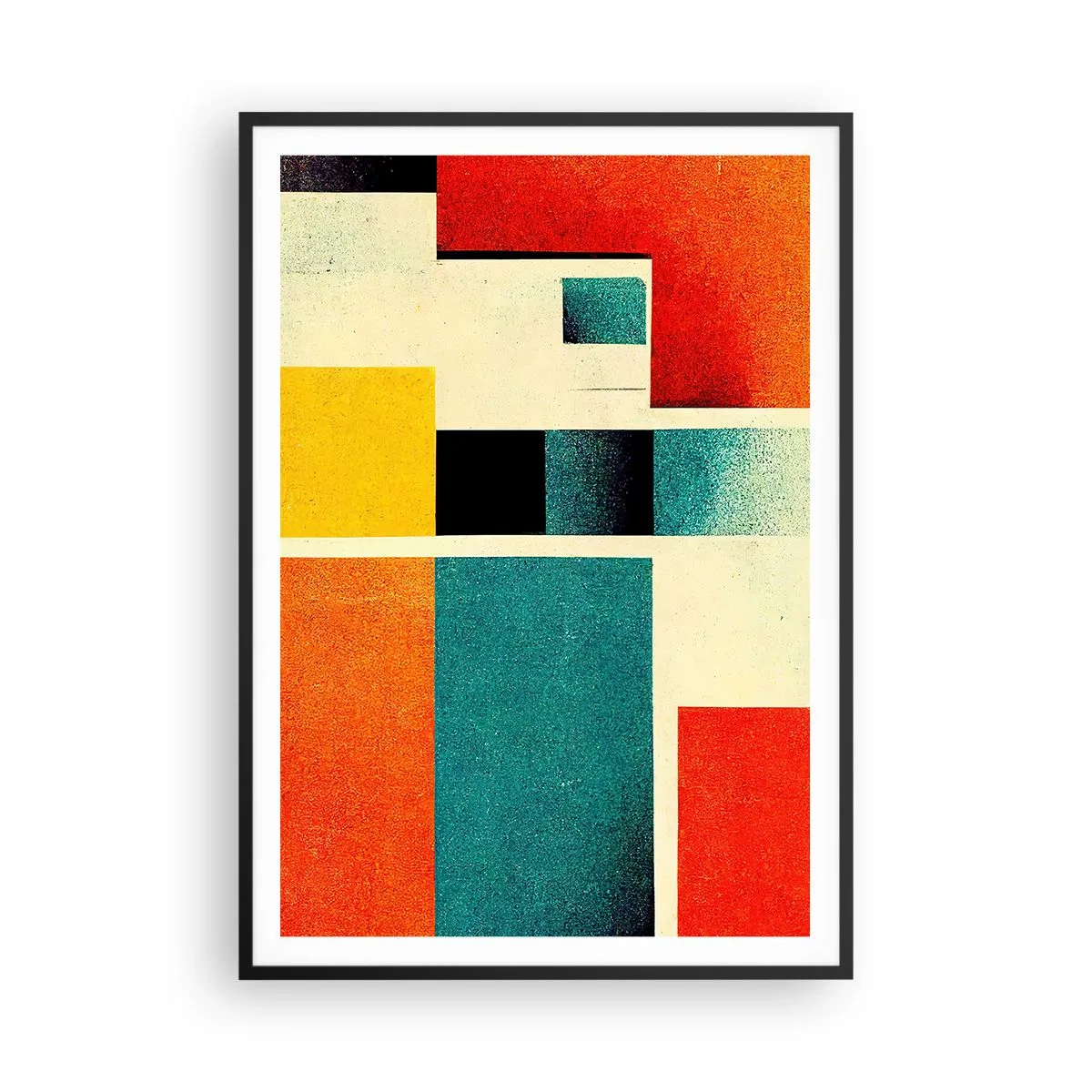 Plagát v čiernom ráme - Geometrická abstrakcia – dobrá energia - 70x100 cm
