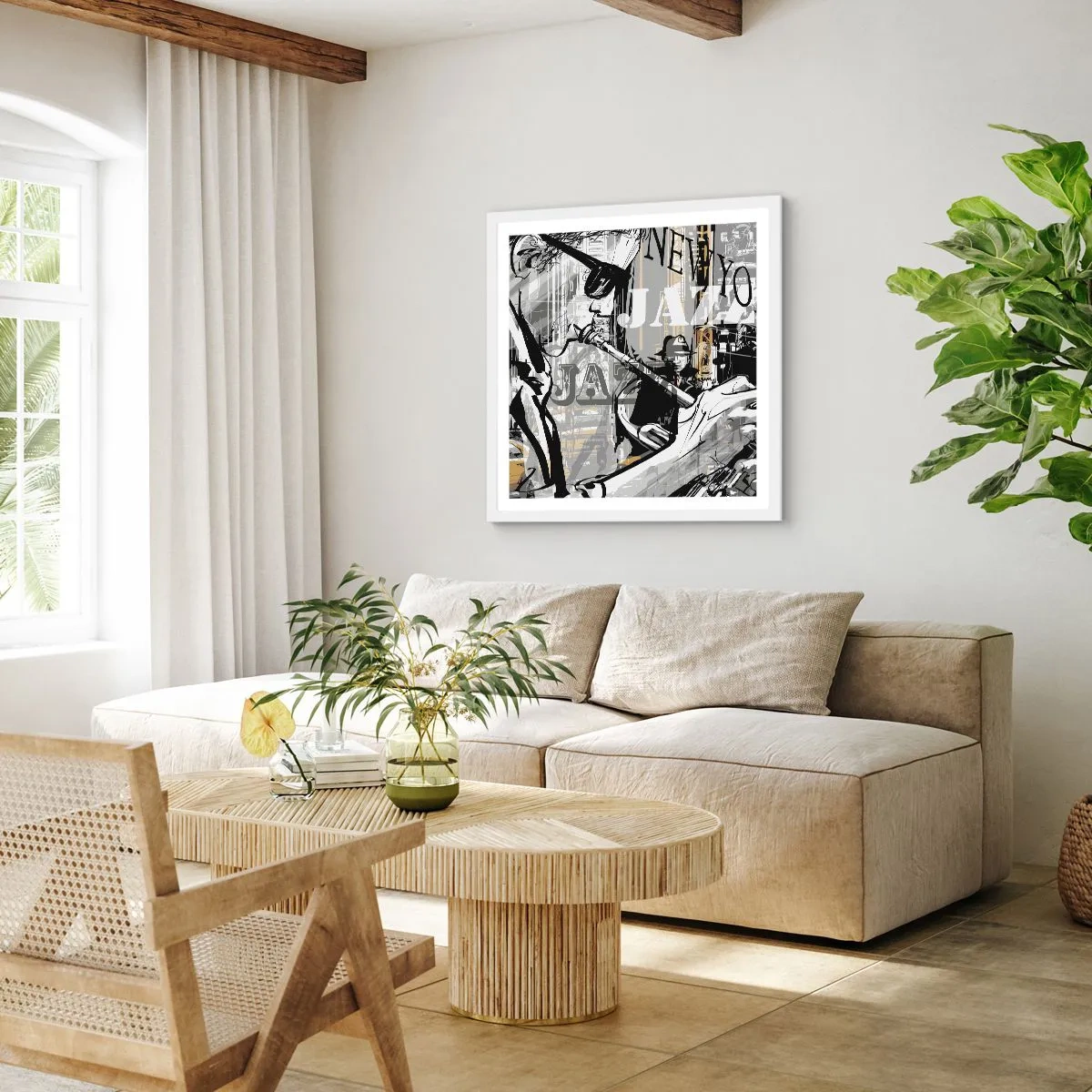 Plagát v bielom ráme - V rytme New Yorku - 40x40 cm