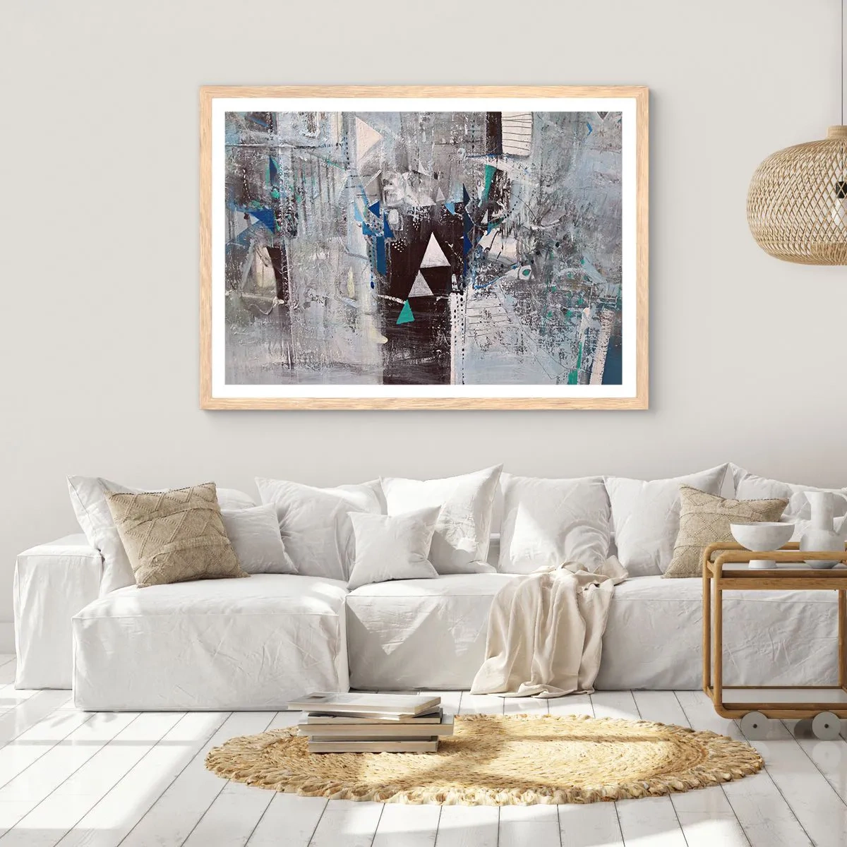 Plagát v ráme zo svetlého duba - Prednostné poradie trojuholníkov - 70x50 cm