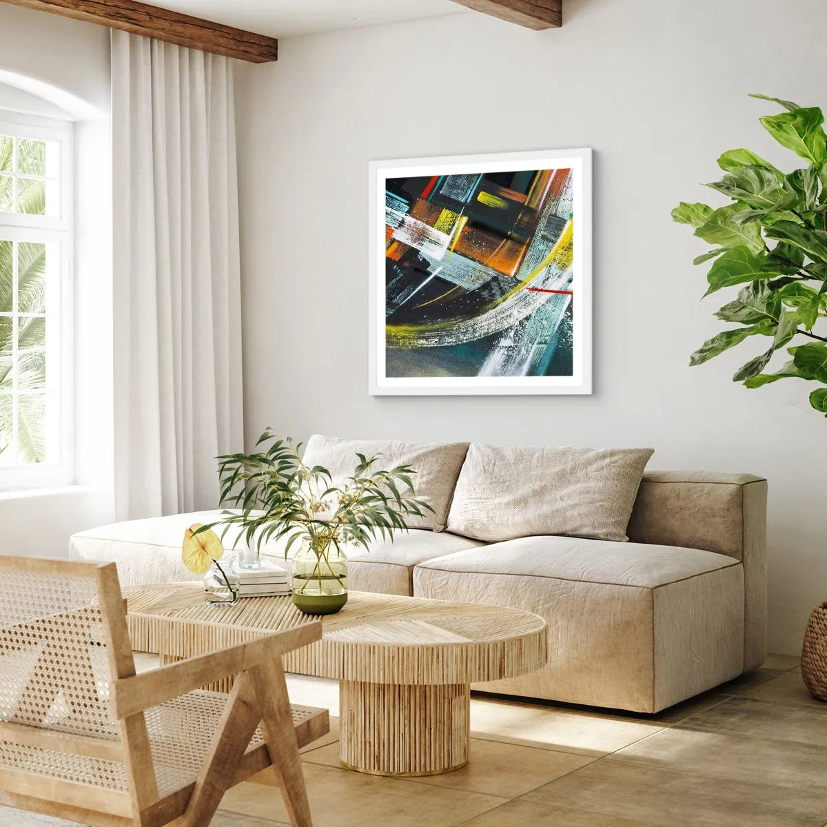 Plagát v bielom ráme - Energia pohybu - 60x60 cm