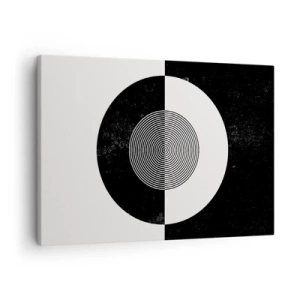 Obraz na plátne - Grafický vzor v kontrastnej čiernej a bielej farbe - 70x50cm - Harmónia v čiernej a bielej - Moderná nástenná dekorácia do obývacej izby a spálne ARTTOR