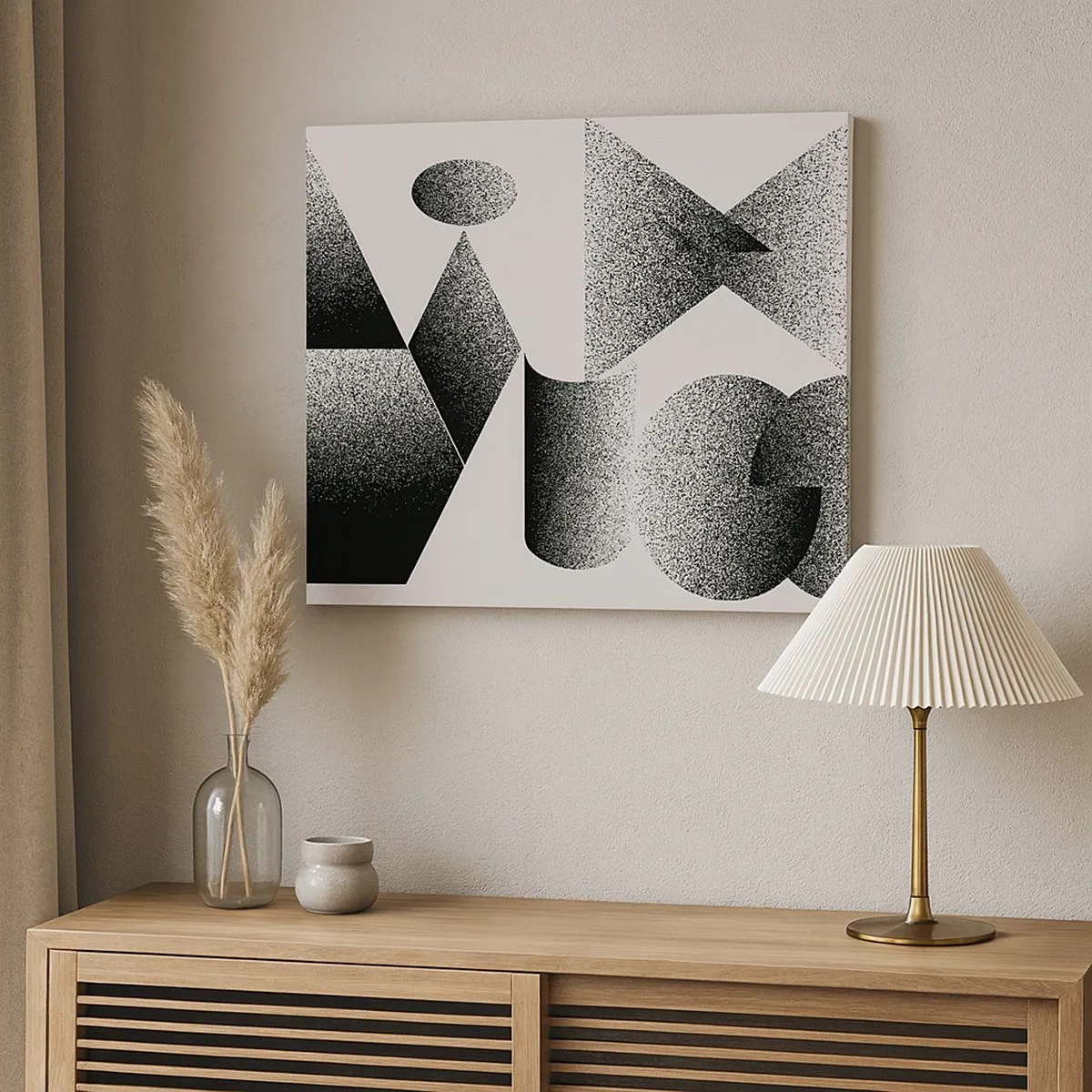 Obraz na plátne - Geometria zložená z uhlov a oválnych tvarov - 70x50cm - Uhly a ovály - Moderná nástenná dekorácia do obývacej izby a spálne ARTTOR