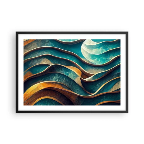 Plagát v čiernom ráme - Meandre modrej - 70x50 cm