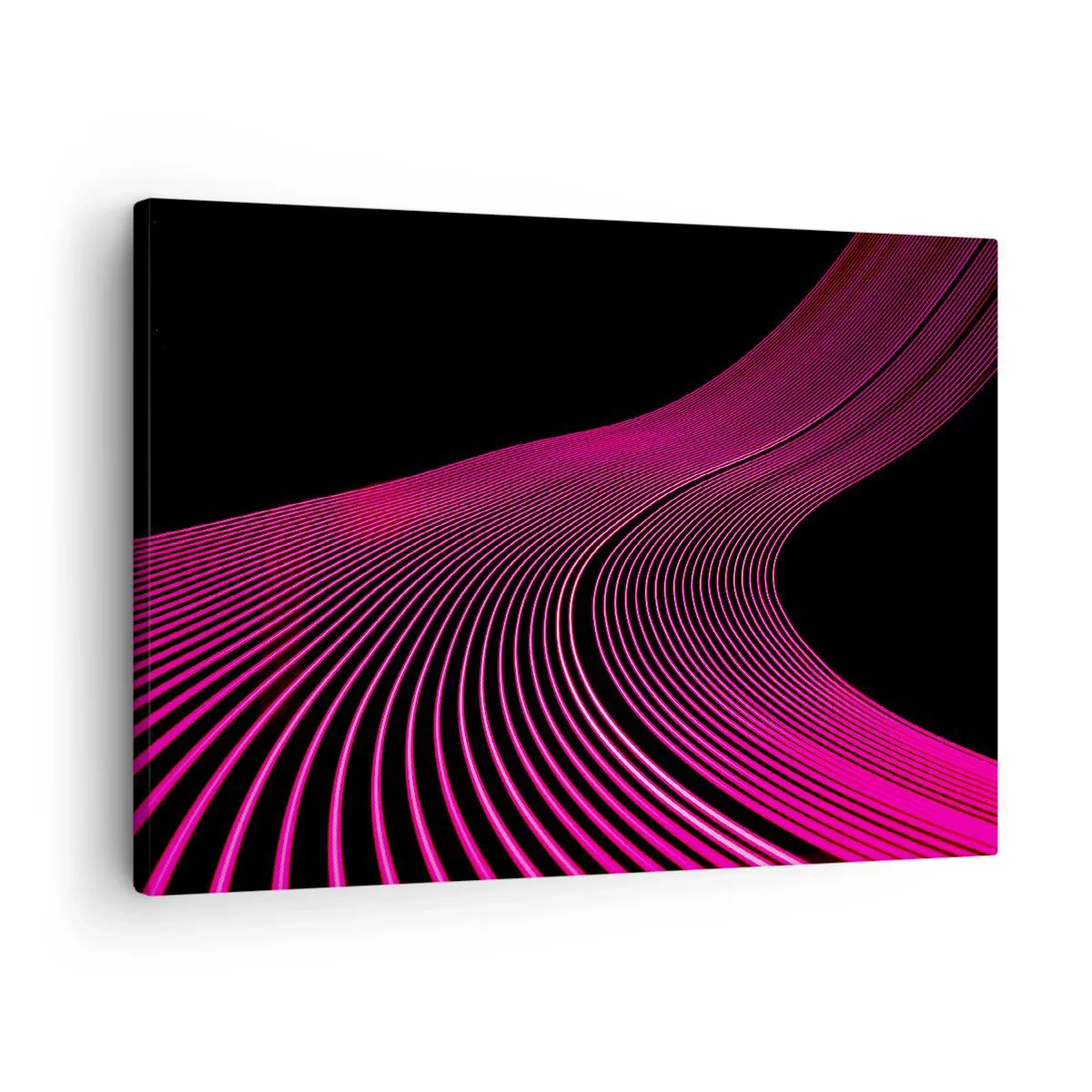 Obraz na plátne - Futuristické čiary v odtieňoch ružovej na čiernom pozadí - 70x50cm - Bulvár svetla - Moderná nástenná dekorácia do obývacej izby a spálne ARTTOR