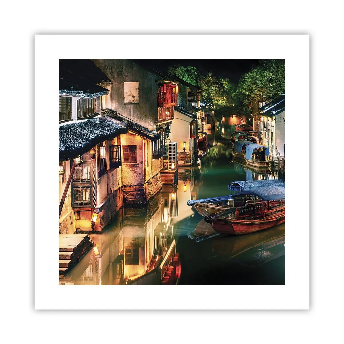 Plagát - Večer na čínskej ulici - 40x40 cm
