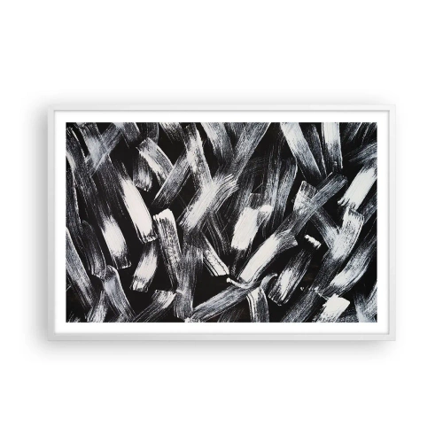 Plagát v bielom ráme - Abstrakcia v industriálnom duchu - 91x61 cm