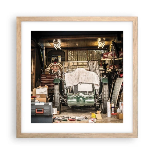 Plagát v ráme zo svetlého duba - Späť do minulosti - 40x40 cm