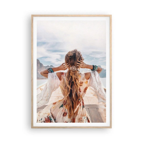 Plagát v ráme zo svetlého duba - Na ceste ku šťastiu - 70x100 cm