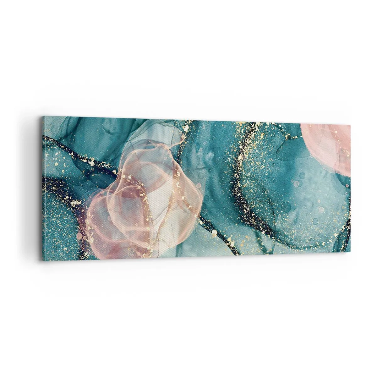 Obraz na plátne - Modré hodváb modré, ružový tyl - 100x40 cm