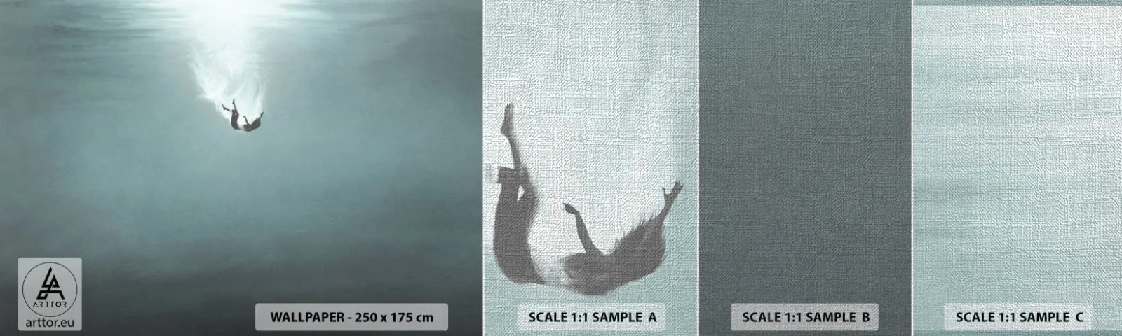 Vzorka fototapety Premium Canvas - V objatí oceánu - Voda, Minimalizmus, Pod vodou - 100x30 cm