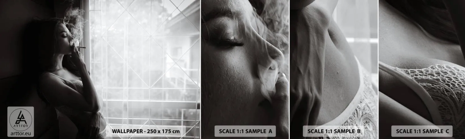 Vzorka Fototapeta Standard Eco - Zmyselný okamih - Žena, Cigareta, Spálňa - 100x30 cm